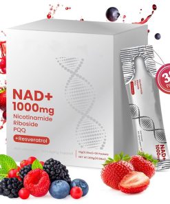 NAD+ 1000mg Liquid Organic, NAD+ 1000 Mg With Resveratrol, Berry Flavor Drink Mix, for Energy and Focus