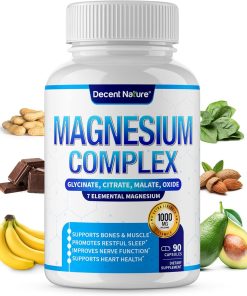 Magnesium Complex 7 Elemental Magnesium Supplement 1000mg – Magnesium Glycinate, Citrate, Malate, Taurate, Oxide, Aspartate, Orotate for Muscle, Leg Cramps, Sleep Non-GMO 90 Capsules