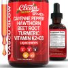 Clean Nutra Cayenne Pepper Drops Supplement Liquid + Hawthorn Berry, Vitamin D3 K2 Beet Root Powder, Ceylon Cinnamon, Turmeric Curcumin, Organic Panax Ginseng, Berberine Extract Organic