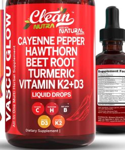 Clean Nutra Cayenne Pepper Drops Supplement Liquid + Hawthorn Berry, Vitamin D3 K2 Beet Root Powder, Ceylon Cinnamon, Turmeric Curcumin, Organic Panax Ginseng, Berberine Extract Organic
