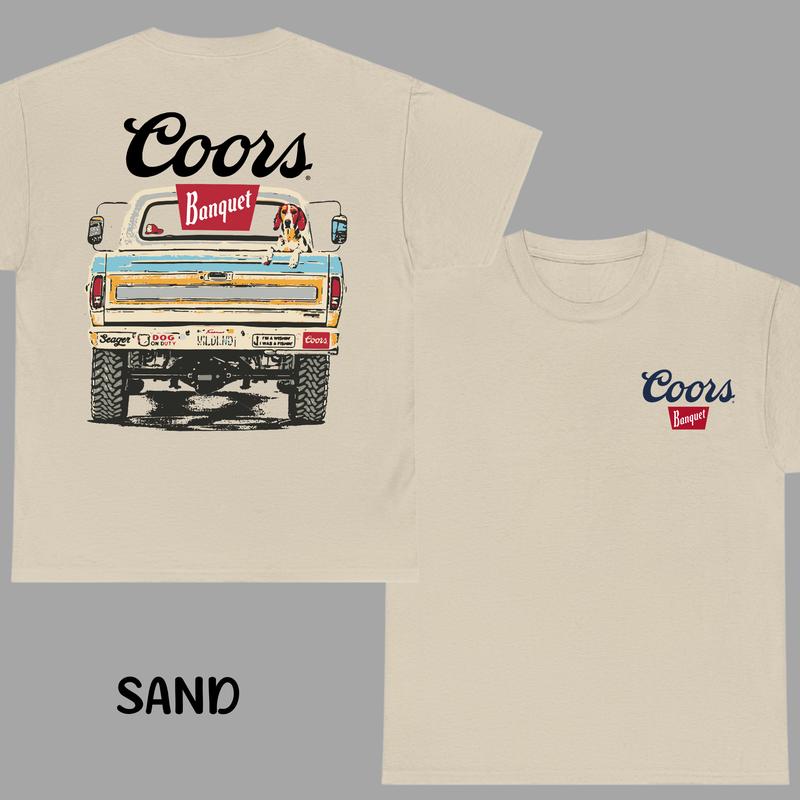 Vintage Coors Banquet Truck Tshirt, Men’s Graphic Tees, Western Style, Casual Cotton Shortsleeve, Retro Beer Lover Gift For Men, Menswear Top