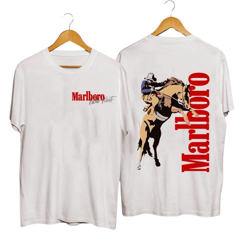 Vintage Marlboro Cowboy Wild West Shirt, Vintage Unisex T-Shirt Clothing T-Shirts