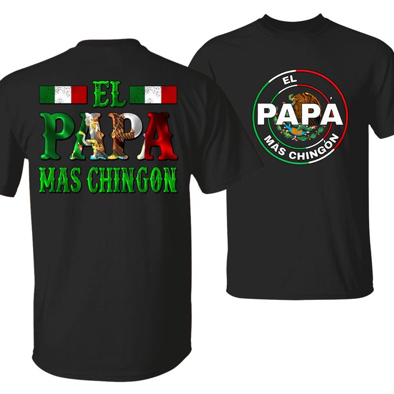 Latino Dad Gift Tee – “El Papa Mas Chingon” Design with Eagle and Flag, Perfect for Father’s Day & Family BBQs – tiktok shop store, Unisex Tops, Menswear