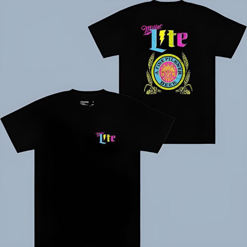Miller Lite Graphic Brilliant Color Tshirt, Miller Lite Tshirt Full Color For Men And Women Tshirt, Miller Cotton Menswear