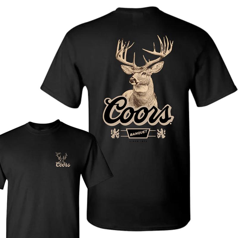 Coors Banquet Whitetail Buck T-Shirt – Vintage Tee, Graphic Tees, Casual Outdoor Shirt, Gift for Friends, Perfect for Beer Enthusiasts, Rugged & Retro Style T-Shirt, Outdoor Wear, Hunting Tees, Graphic Tees Men, Mens Clothing, Menswear Tops