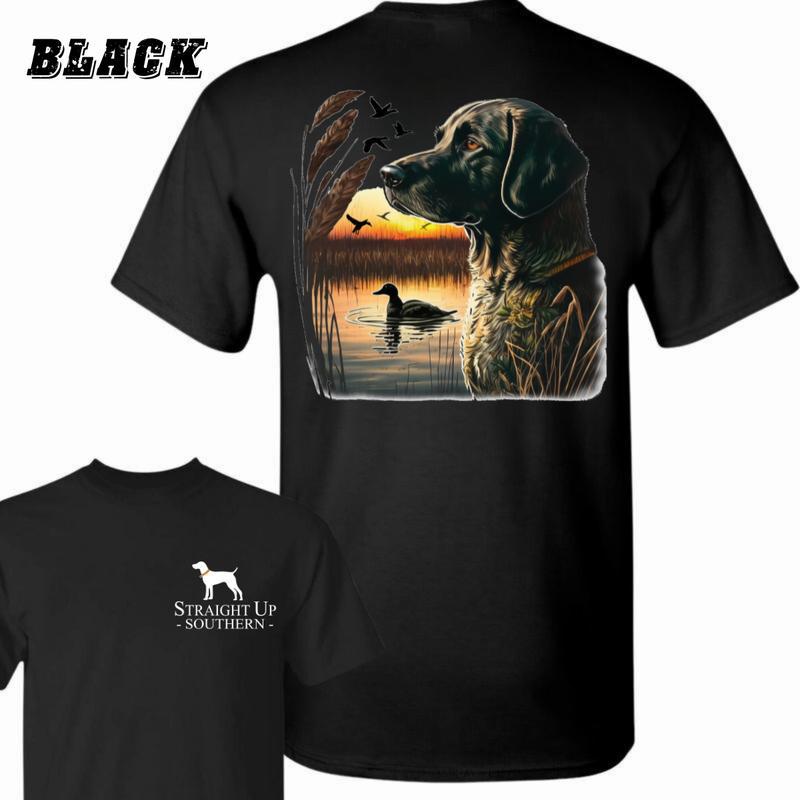 Straight Up Southern T-Shirt – Featuring A Hunting Dog And Sunset Scene , Rustic Outdoor-Themed Apparel , Casual Wear For Men And Women , Perfect For Hunting Enthusiasts And Nature Lovers Menswear
