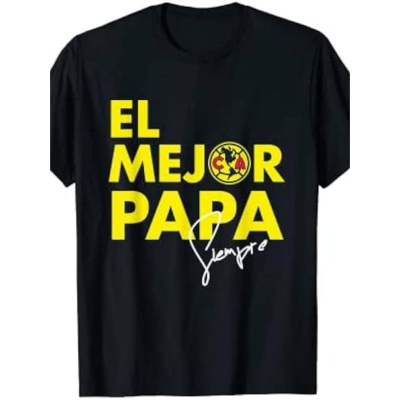 Club America “El Mejor Papa” Men’s T-Shirt – 100% Cotton, Casual Crew Neck