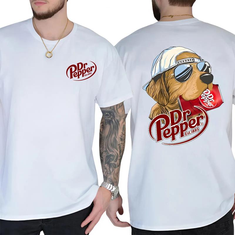 Dr Pepper Golden Dog 2-sided T-Shirt, Vintage Soda Graphic Tee, Funny Retro Dog Lover Sweater for Men & Women