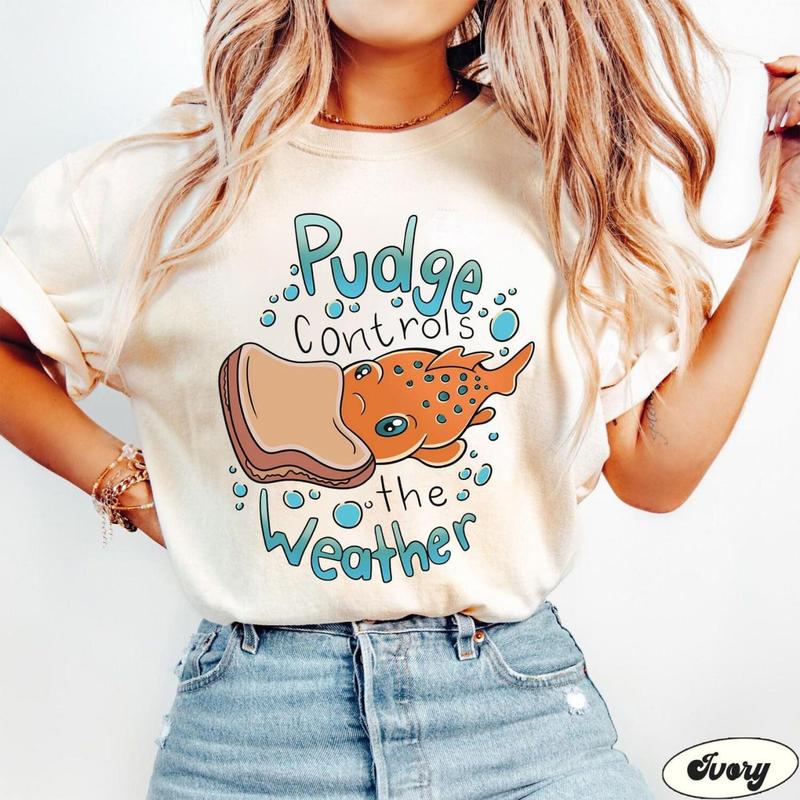 Vintage Pudge The Fish Graphic Tees Y2K, Pudge Controls the Weather Shirt, WDW Family Vacation Tee, Summer Trip 2025 Outfits, Birthday Party Gifts Y48I