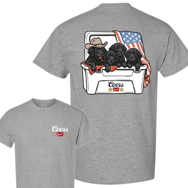 Coors Banquet Black Lab Dog T-Shirt, Patriotic Beer Cooler Puppy Tee, 4th of July Graphic Shirt, Country Style Summer Top, Gift for Him & Her