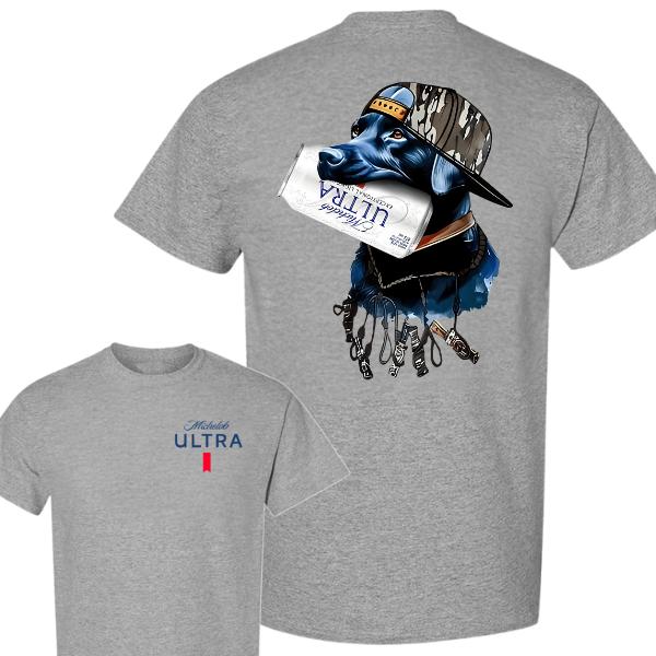 Michelob Ultra Dog Hunting 2-Sided Shirt, Camo Southern Beer Graphic Tee, Casual Unisex Cotton Streetwear short sleeve tee, Gift for Him Her