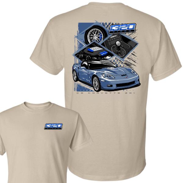 1320 Video C6 Corvette ZR1 T-Shirt – Graphic Tee for Car Enthusiasts – Supercharged Performance Car Shirt, casual American Muscle Car T-Shirt