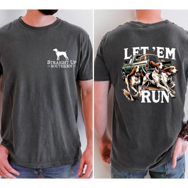 Vintage Let ’Em Run Hunting Dogs Tee – Straight Up Southern Shirt, Menswear, Unisex Outfit, Casual Menswear Classic Cotton T-Shirt