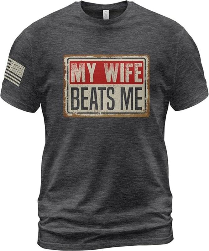 Funny My Wife Beats Me Shirt, American Flag Husband and Wife Shirts, Husband Shirt for Men, Father’s Day Gift, Menswear Classic Casual Top – LORI HYNES