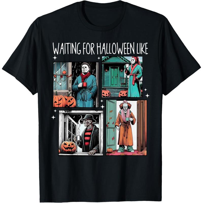 Cotton Men Gifts Spooky Halloween Vibes T-Shirt With Jack O Lantern Decor.