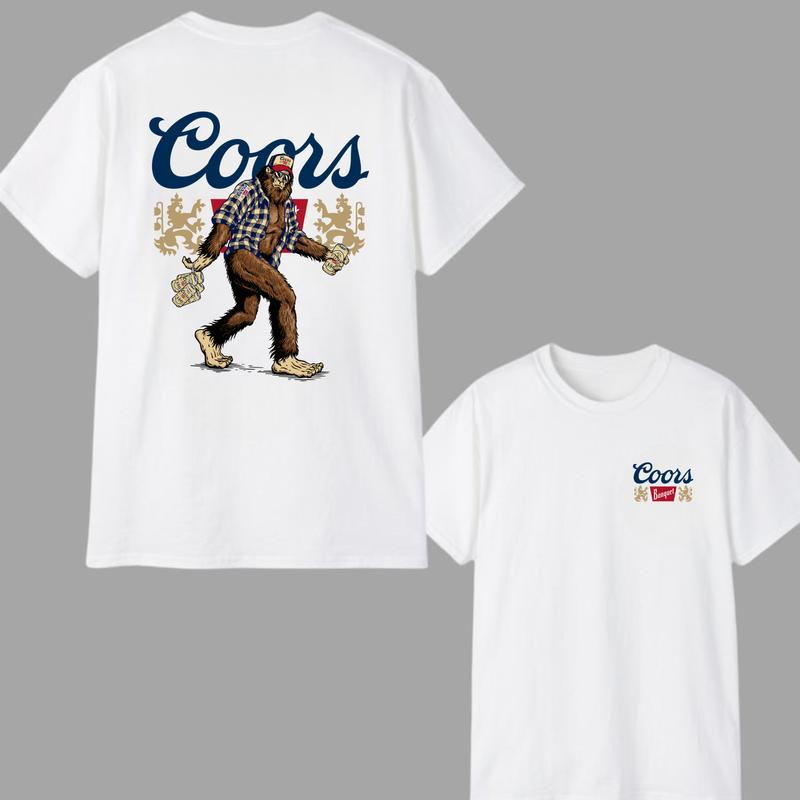Coors Banquet T-shirt with Playful Bigfoot Design and Beers for Men, Perfect for Adventurers and Fans, Tiktok Shop