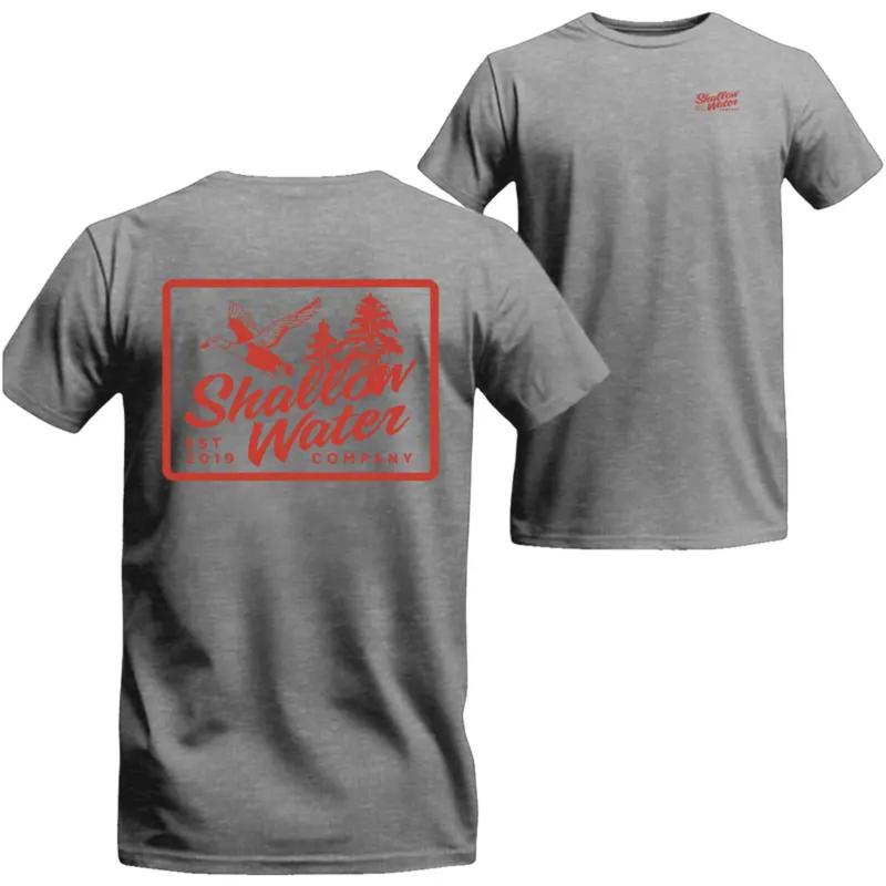 Shallow Water Company – Unisex T-shirt with flying duck and pine tree design, simple yet striking outdoor vibe, breathable cotton, great for men and women Menswear Tops