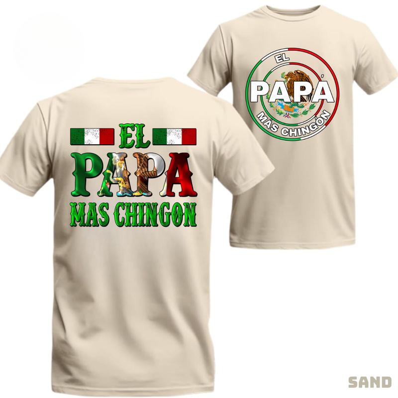 Latino Dad Gift Tee – “El Papa Mas Chingon” Design with Eagle and Flag, Perfect for Father’s Day & Family BBQs – tiktok shop store, Unisex Tops, Menswear , Tiktok Shop
