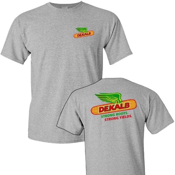 Dekalb Corn Harvest Logo mens Grey T-shirt, Shortsleeve Crewneck Tshirt