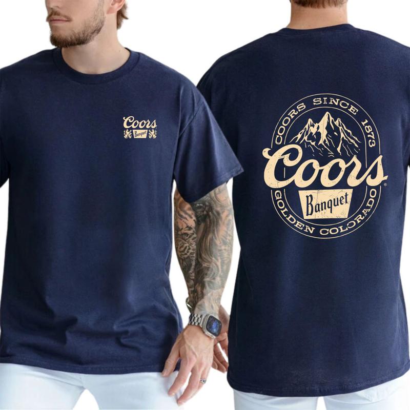 Coors Banquet Shirt – Classic Circular Graphic, 100% Cotton, Features Iconic Branding, Perfect for Everyday Wear, Machine Washable – tiktok shop, Menswear Top