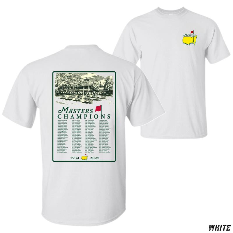 Masters Champions 2025 T-shirt Featuring Legendary Augusta National Golf Club with Complete List of Masters Tournament Champions, tiktok shop, Menswear Top