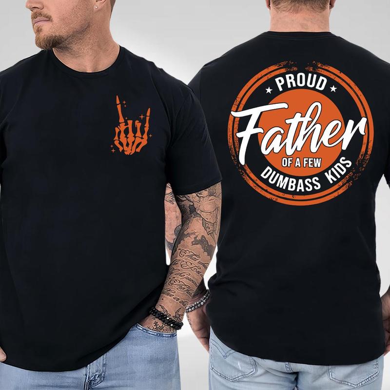 Proud Father of a Few Dumbasss Kids 2 Sided Shirt, Rock Hand Dad Shirt, Father’s Day Shirt, Funny Dad Shirt, Trendy Father’s Day, Men’s Graphic Tees