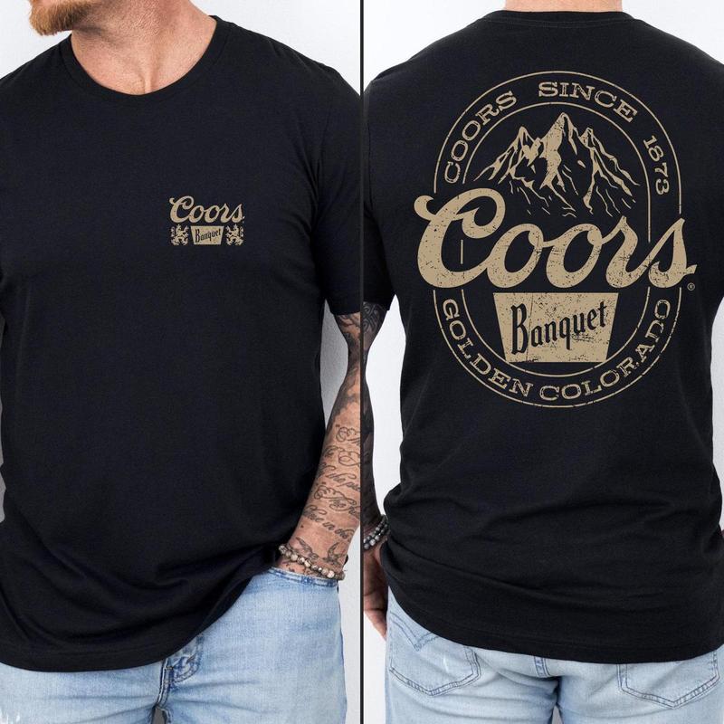 Coors Banquet Mountain 2 Sided T-shirt, Casual Outdoor Shirt, Hunting Tees, Graphic Tees Men, Mens Clothing, Menswear Tops