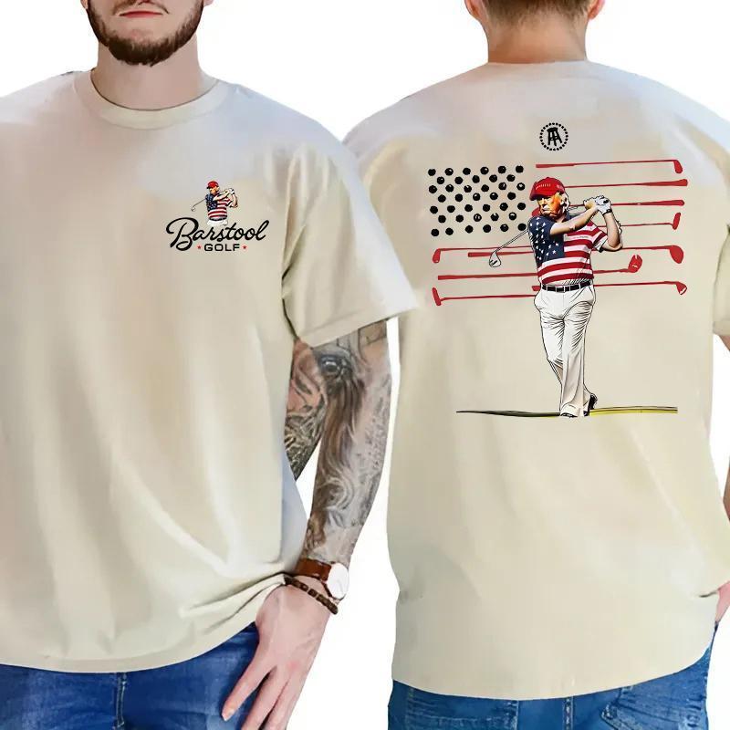 2025 Barstool Golf USA Flag T-Shirt – Patriotic Golf Graphic Tee, Black Cotton Golf Shirt for Men, Barstool Sports Gift Idea