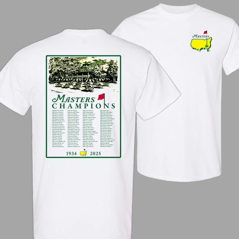 Masters Champions 2025 Rory McIlroy Menswear T-Shirt – Trendy Casual Cotton Unisex Tee for Golf Fans, Daily Wear Commemorative Graphic Shirt