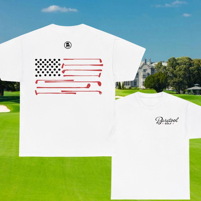 Golfing Flag Vintage Unisex Shortsleeve TShirt – Retro Casual Cotton Tee for Men and Women, Trendy Menswear for Golf Fans