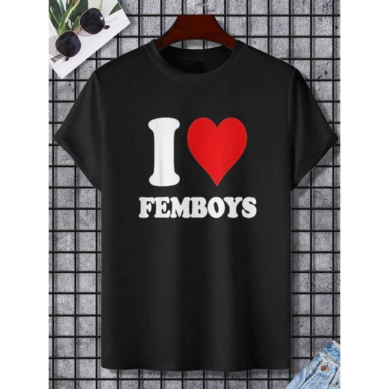 Summer Short Sleeves EWH I Love Femboys T-Shirt Slogan Tees Funny Graphic Tees
