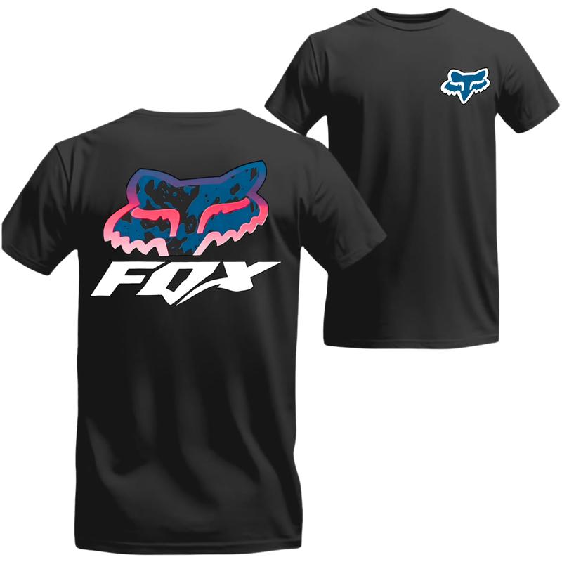 Fox Racing T-shirt – Iconic Fox Head Logo in Vibrant Colors for Action Sports Enthusiasts Menswear Tops