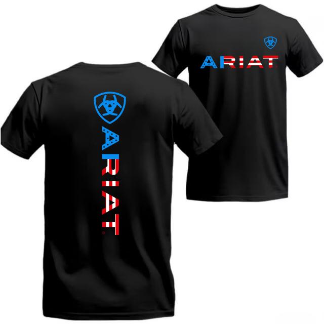 Ariat T-Shirt – Vertical Logo V2 Shirt Graphic Tee Unisex, Classic Menswear Top Summer , Unisex Casual Tee Fabric Loose
