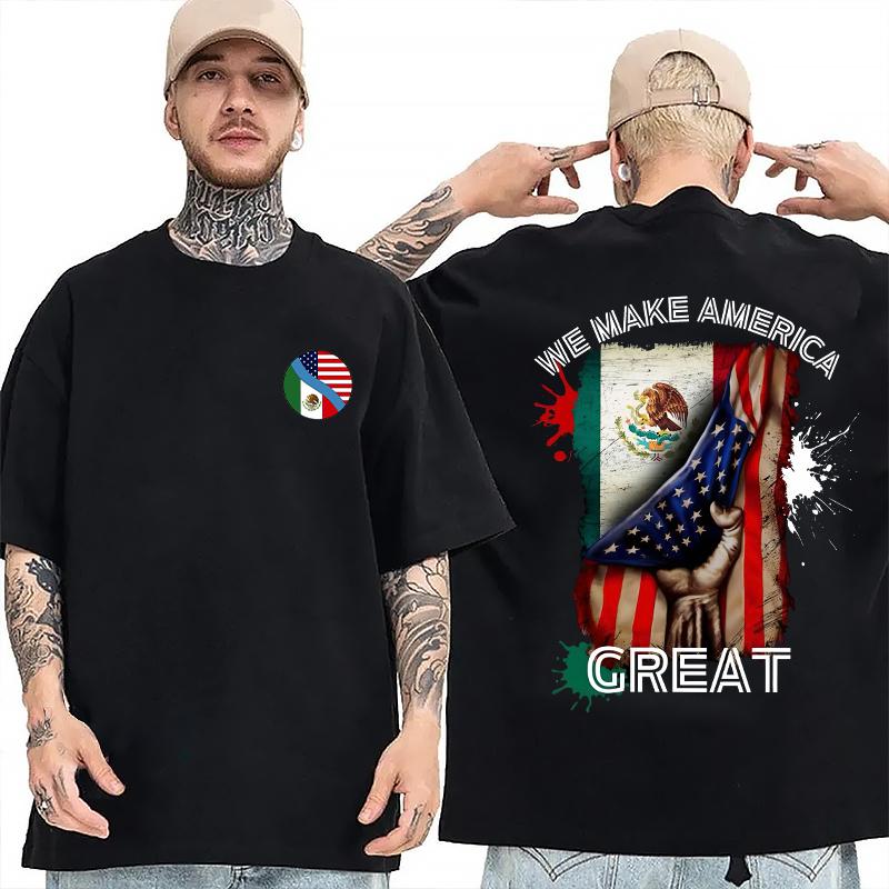We make America great, Mexican American shirt, Mexico, Mexico flag Sweashirt, Hoodie 03FEB25TT13 Cotton Menswear