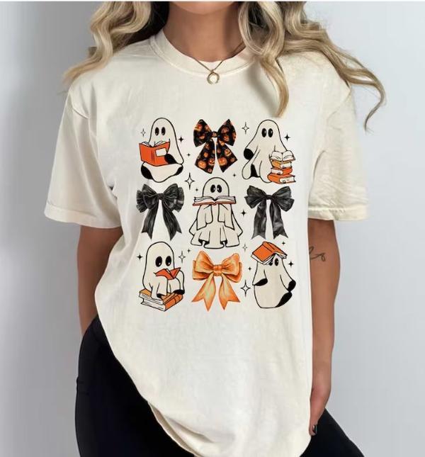 Ghost Reading Shirt, Teacher Halloween Shirt, Librarian Shirt, Book Lover Gift, Reading Shirt, Teacher Shirt, Bookish Shirt Cotton Oversized
