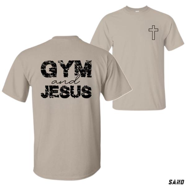 GYM and JESUS Christian Athlete Shirt, Fitness and Faith Cross Tee, Spiritual Workout Wear, 100% Cotton Fabric Soft, Unisex – Menswear, Top, Streetwear graphic tee men gifts