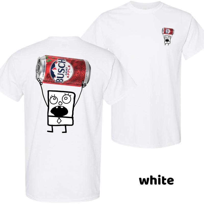 DoodleBob Busch Light Apple Funny Tshirt, Meme Graphic Tee For Men, Casual Cotton Perfect Gift For Beer Lovers, Streetwear, Menswear Top