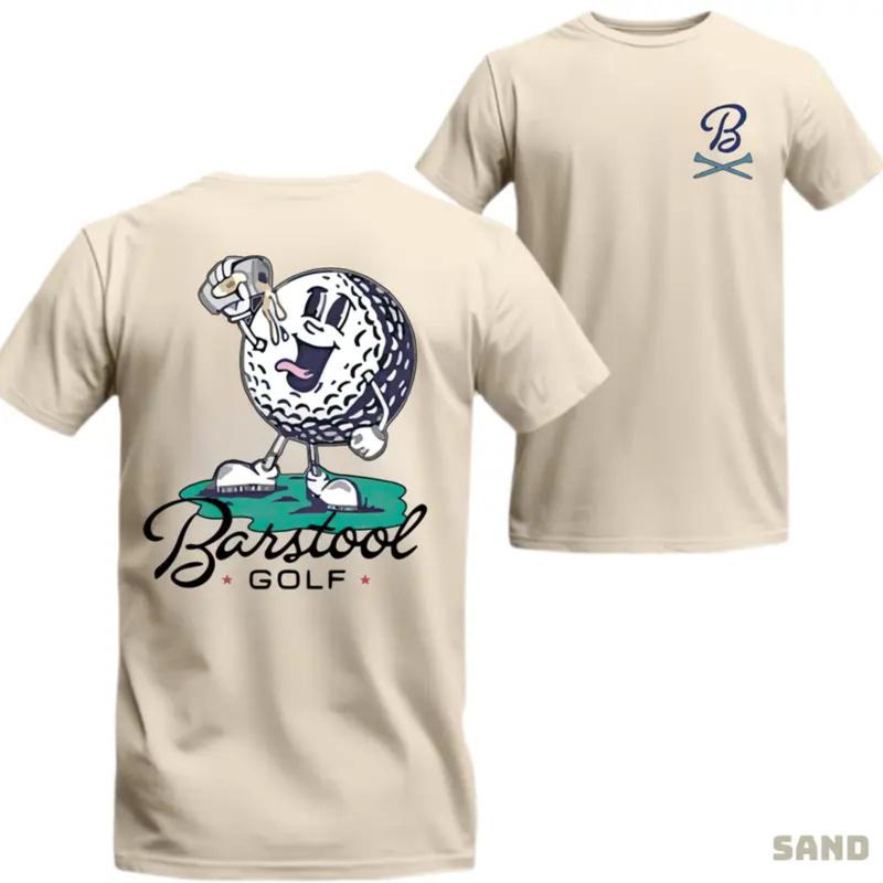 Barstool Golf T-Shirt – Fun Golf Ball Design with Bold Branding – Perfect for Casual Golf Days, Cotton Material, Unisex, Comfortable for All Ages Menswear Tops, Tiktok Shop