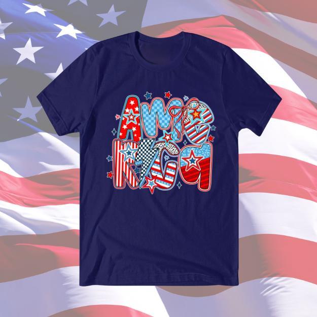 America Patriotic T-Shirt | 4th of July Red White and Blue Graphic Tee | USA Independence Day Shirt, Casual Outfit, Unisex Cotton T-shirt Comfort Summer