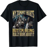 Summer short sleeves t Shirts My Tummy Hurts Funny Hard Skeleton Meme Bootleg T-Shirt
