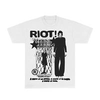 Riot Premium Cotton Tee – Black Men’s New Life Graphic T-Shirt with Round Neck & Drop Shoulder Design for Casual Wear
