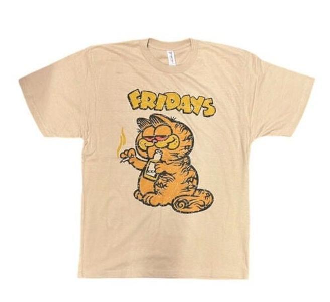Garfield T-shirt Fridays Cartoon Cat Big Face Tee Shirt Vintage Style Sz Large73