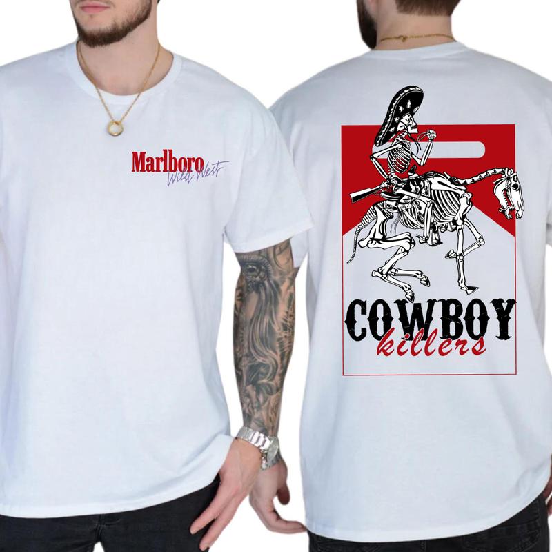 Unisex Shirt- 2 Side- Cowboy Killer Graphic Shirt – Retro Cowgirl Rodeo Shirt- Clothing- Trendy- Classic Cotton Menswear