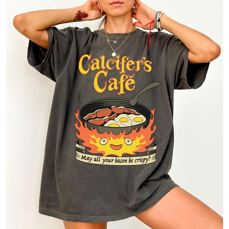The Fire Demon Calcifer Shirt, Howl’s Moving Castle, Howl and Sophie Shirt, Hayao Miyazaki, Studio Ghibli Shirt