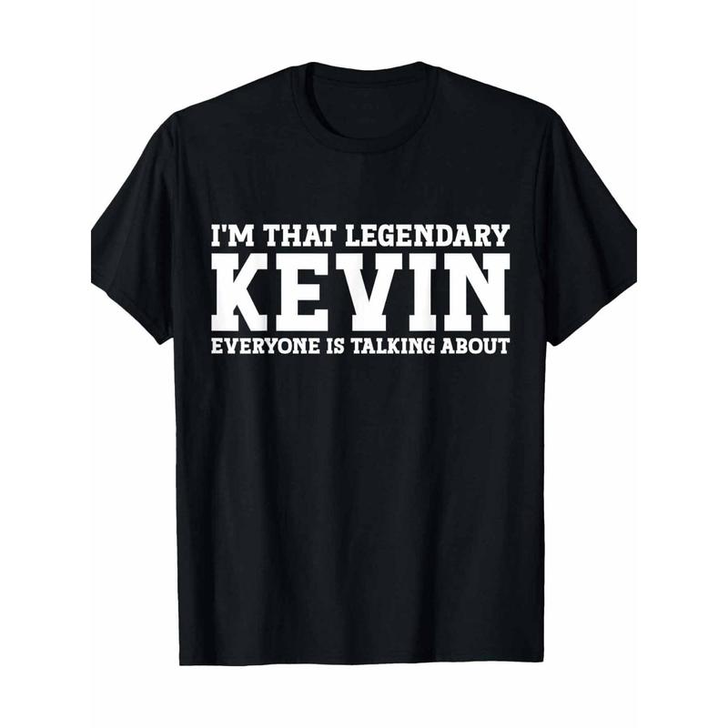 Funny ‘Kevin’ Graphic Tee for Men – 100% Cotton, Short Sleeve, Crew Neck T-Shirt with Geometric Design – Perfect for Casual Wear Fashion Menswear