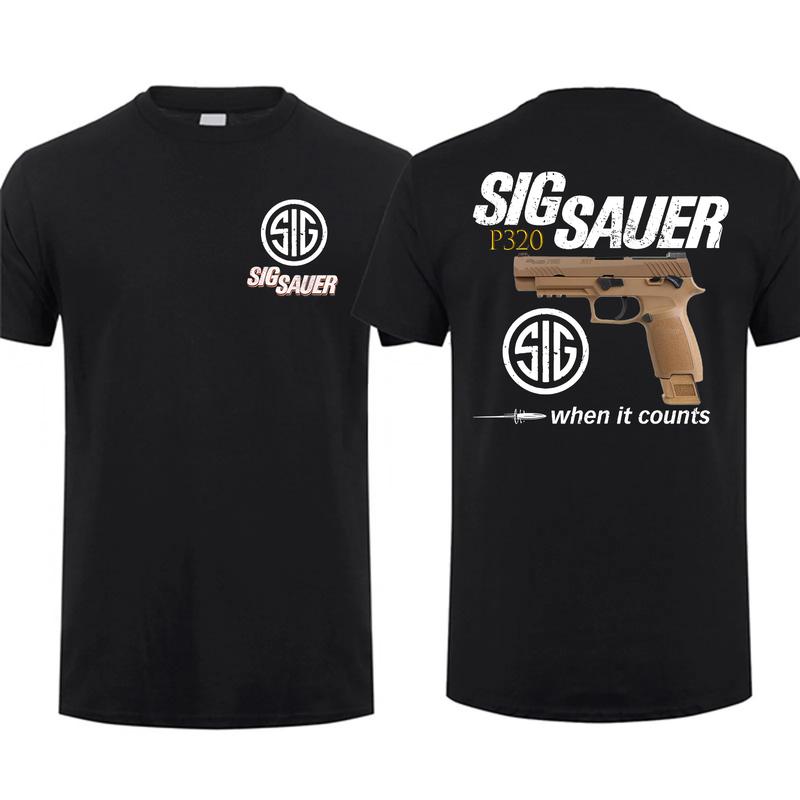 Sig Sauer P320 M17 When It Counts 2 Sided T-shirt, Unisex Short Sleeve Casual 100% Cotton, Sig Sauer Fan Gift
