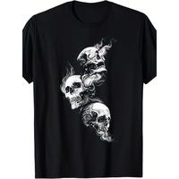Bohemian Smoke Skull Cotton T-Shirt – Short Sleeve, Round Neck, Non-Stretch Fabric, 180g