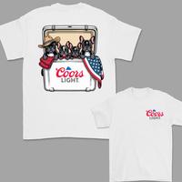 Coors Light Bulldog Cooler T-Shirt – 4th Of July Day Dog Graphic Tee, Summer Beer Shirt with Frenchies & Cooler, Funny Coors Tee for Dog Lovers, Casual Cotton