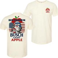 Big Cream T-Shirt Trend, ‘Ben Drankin’ Busch Light Apple Graphic, Patriotic & Funny Tee for Beer Lovers – T Shirts for Men & Western Wear for Men Vintage Round Neck 1K