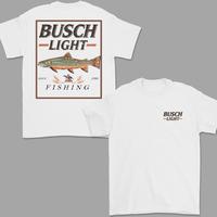 Busch Light Double Sided Graphic T-Shirt – Fishing heritage design featuring classic salmon graphic, perfect for beer lovers and anglers, Unisex for everyday wear, cotton fabric for outdoor comfort